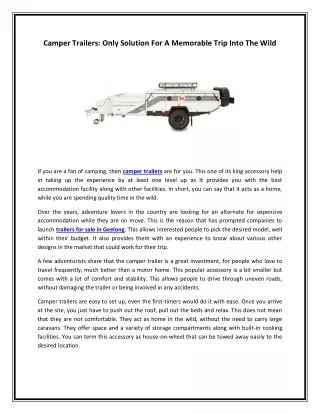 camper trailers only solution for a memorable