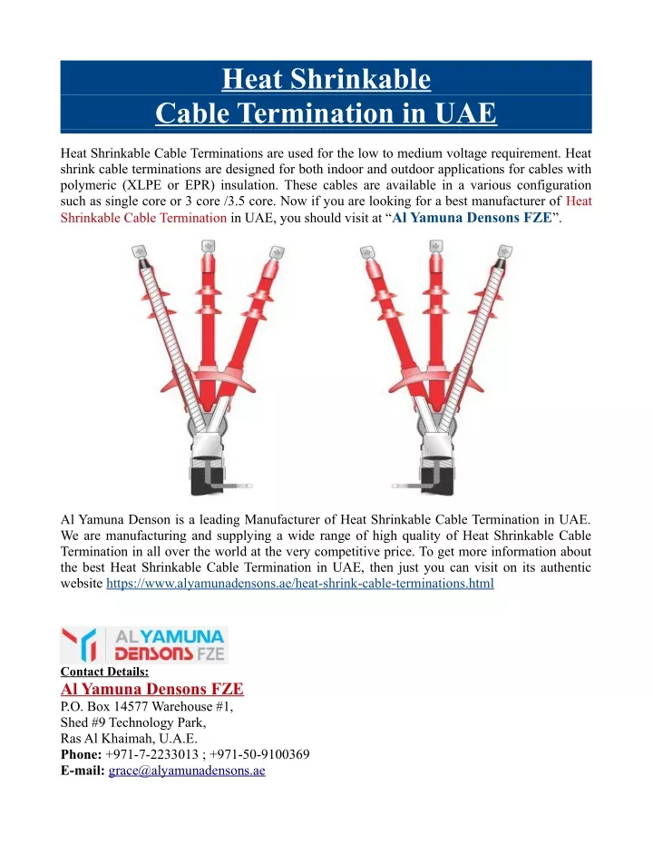 heat shrinkable cable termination in uae