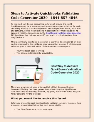 steps to activate quickbooks validation code