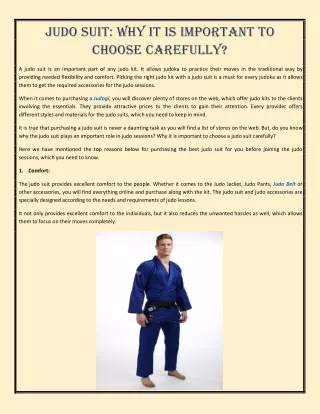 Judo Suit: Why It is Important to Choose Carefully?
