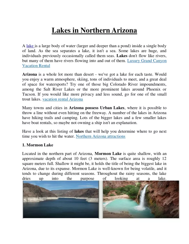 lakes in northern arizona