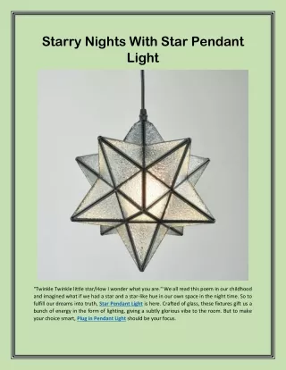 Starry Nights With Star Pendant Light