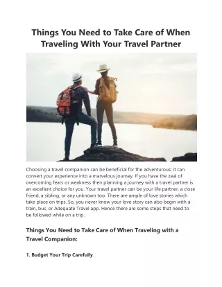 things you need to take care of when traveling