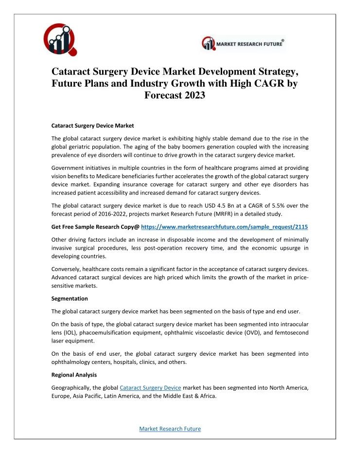 cataract surgery device market development
