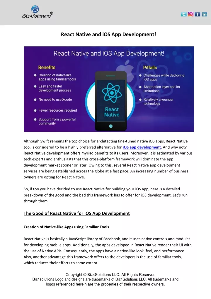 react native and ios app development