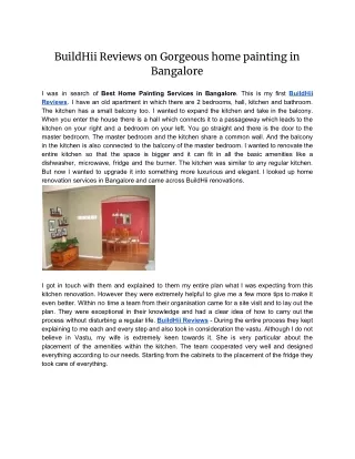 BuildHii Reviews on Gorgeous home painting in Bangalore