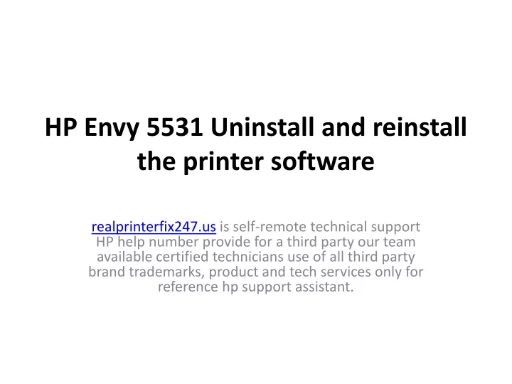 hp envy 5531 uninstall and reinstall the printer software