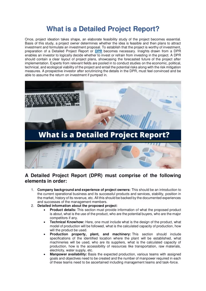 what is a detailed project report