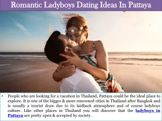 Romantic Ladyboys Dating Ideas In Pattaya