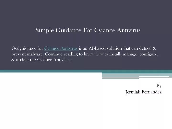 simple guidance for cylance antivirus