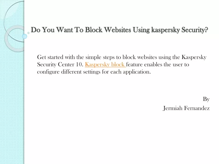 do you want to block websites using kaspersky security