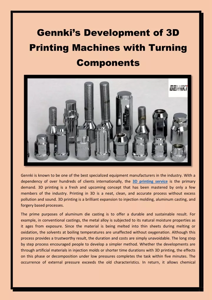 gennki s development of 3d printing machines with