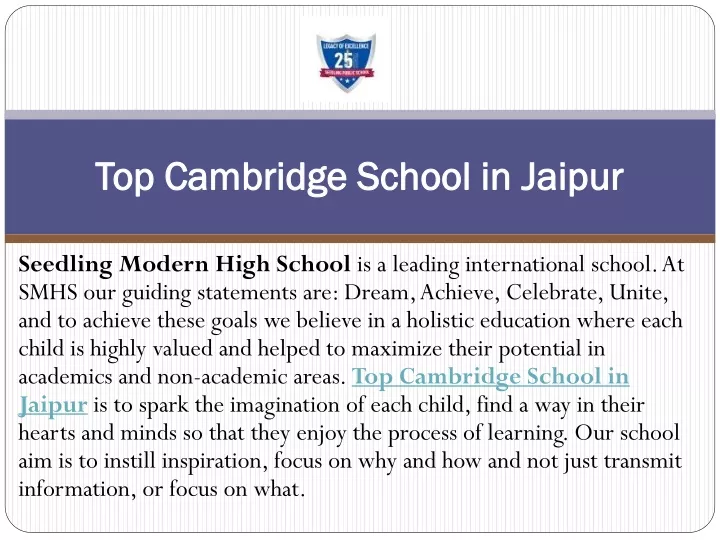 top cambridge school in jaipur