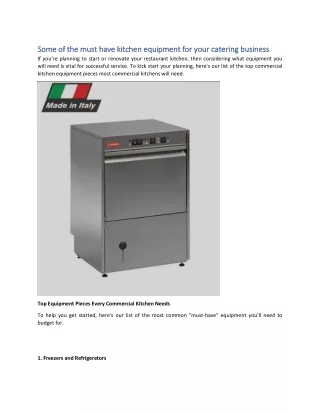 Some of the must have kitchen equipment for your catering business