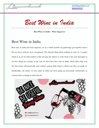 Best Wine in India