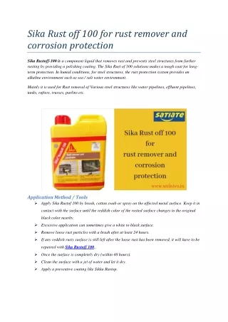 sika rust off 100 for rust remover and corrosion