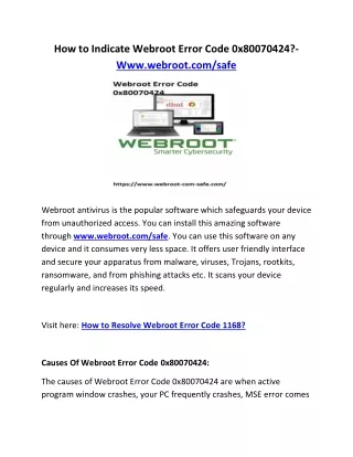 how to indicate webroot error code 0x80070424