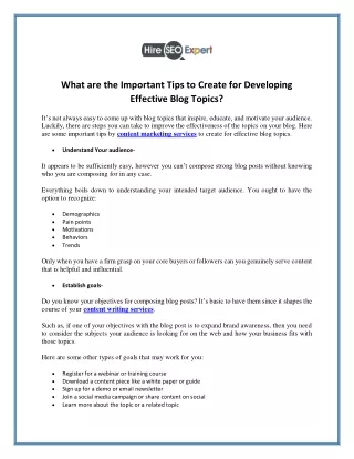 what are the important tips to create