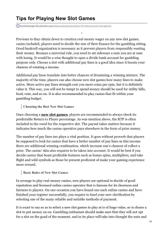 tips for playing new slot games