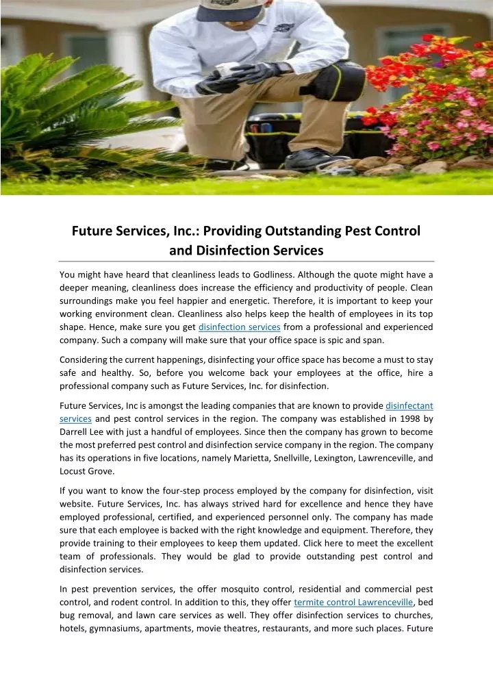 future services inc providing outstanding pest