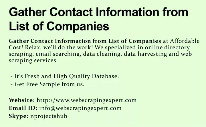 gather contact information from list of companies