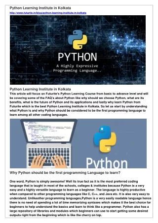 Python Learning Institute in Kolkata