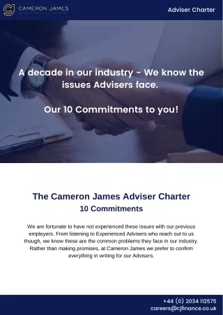 The Cameron James Adviser Charter 10 Commitments