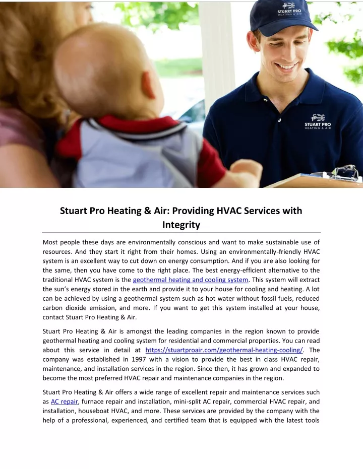 stuart pro heating air providing hvac services