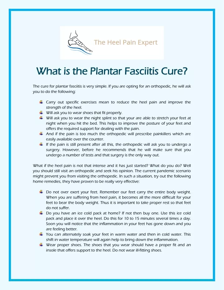 what is the plantar fasciitis cure what