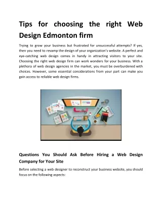 tips for choosing the right web design edmonton