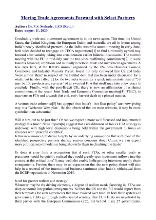 moving trade agreements forward with select