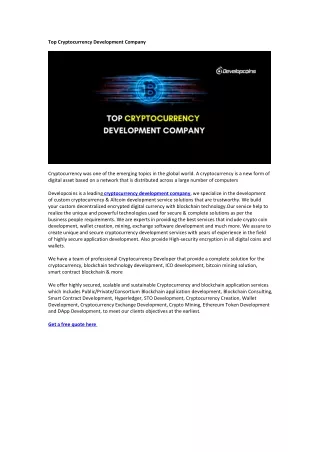 top cryptocurrency development company