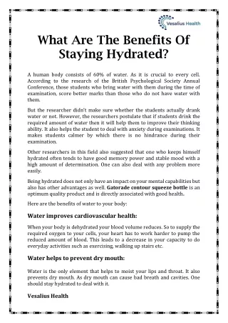 what are the benefits of staying hydrated