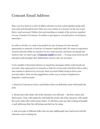 Comcast Email Address