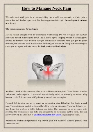 how to manage neck pain