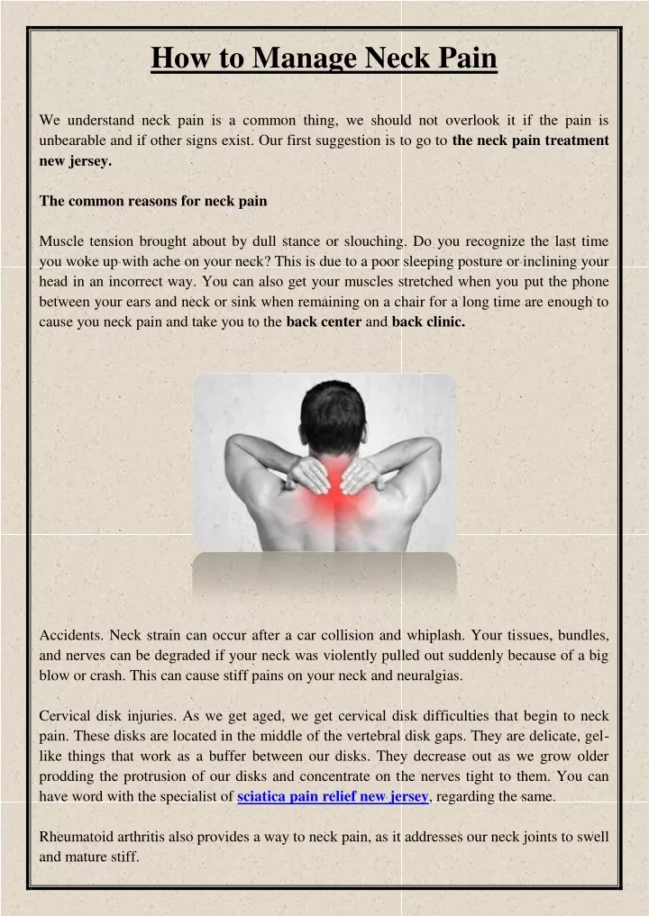 how to manage neck pain