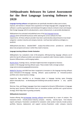 360quadrants releases its latest assessment
