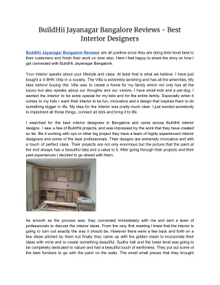 BuildHii Jayanagar Bangalore Reviews - Best Interior Designers