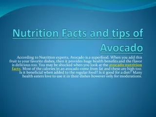 nutrition facts and tips of avocado