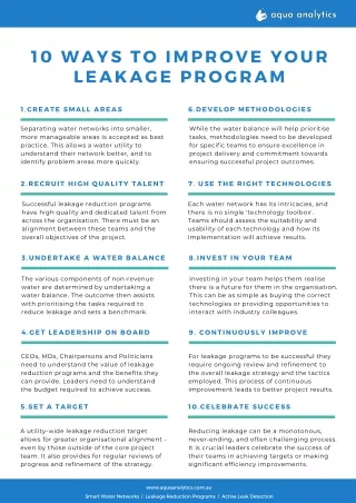 10 ways to improve your leakage program