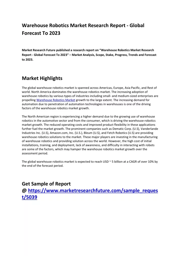 warehouse robotics market research report global