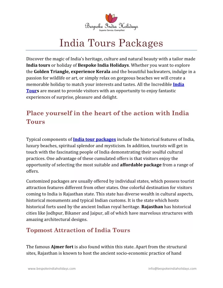 india tours packages