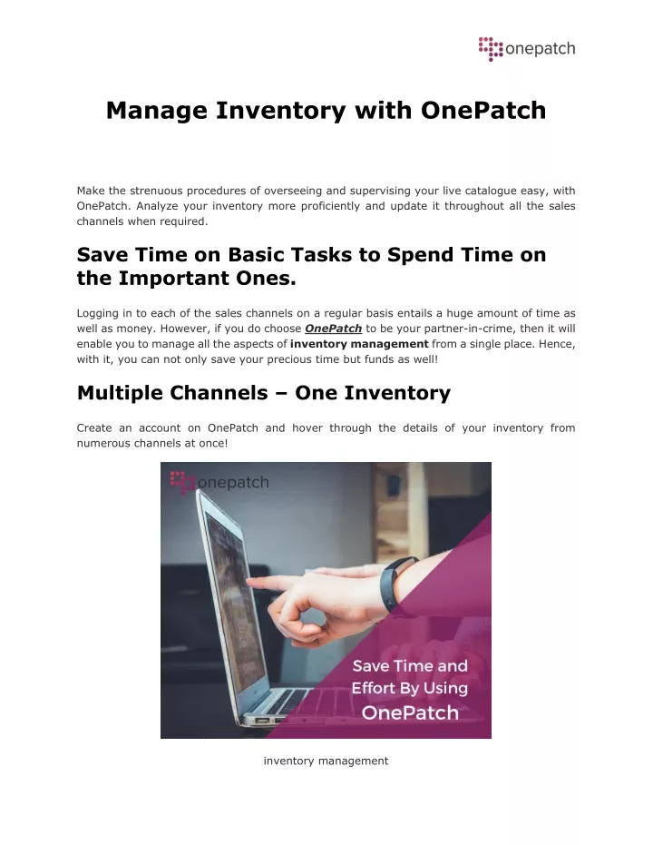 manage inventory with onepatch