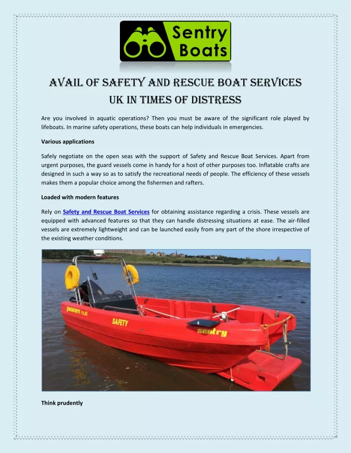 avail of safety and rescue boat services