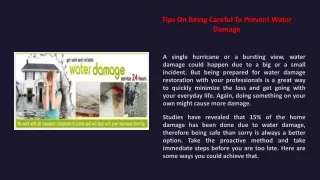tips on being careful to prevent water damage
