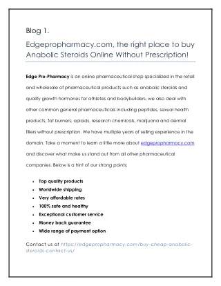 Edgepropharmacy.com, the right place to buy Anabolic Steroids Online Without Prescription!