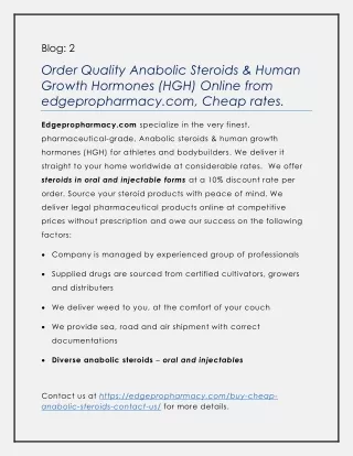Order Quality Anabolic Steroids & Human Growth Hormones (HGH) Online from edgepropharmacy.com, Cheap rates.