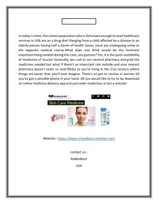 Get Skin Care Pills For Sale Online USA | RxMed Kart