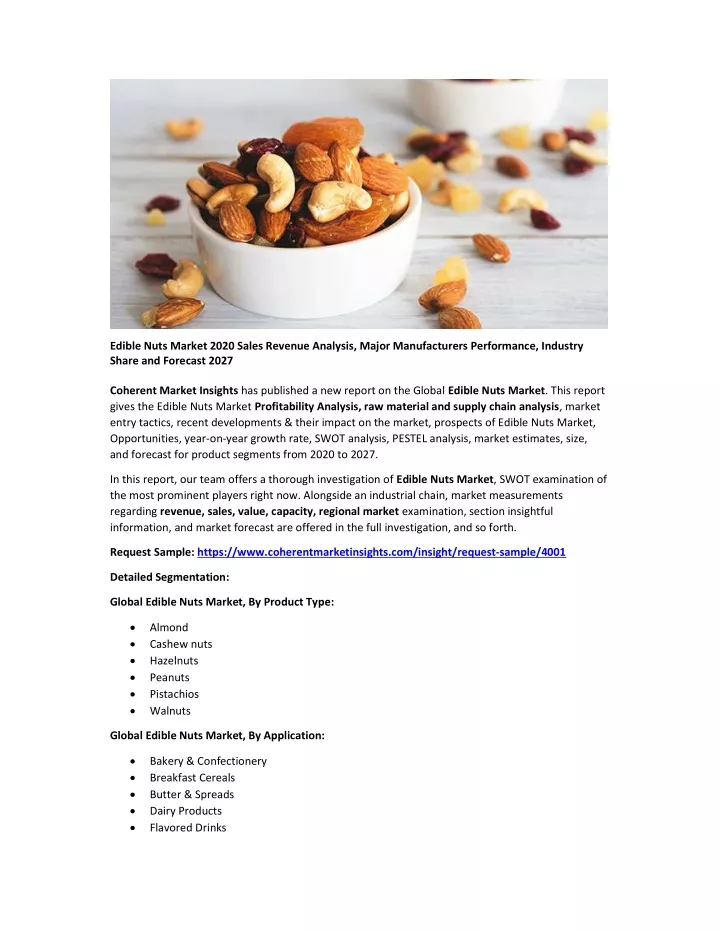 edible nuts market 2020 sales revenue analysis