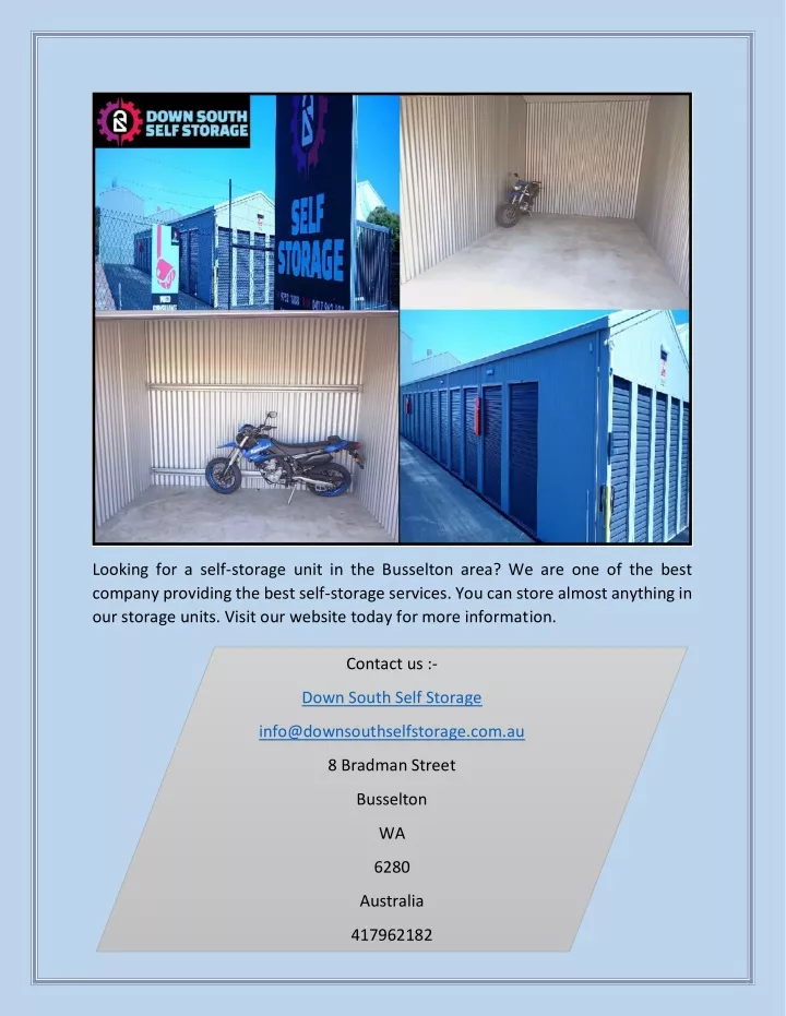 looking for a self storage unit in the busselton